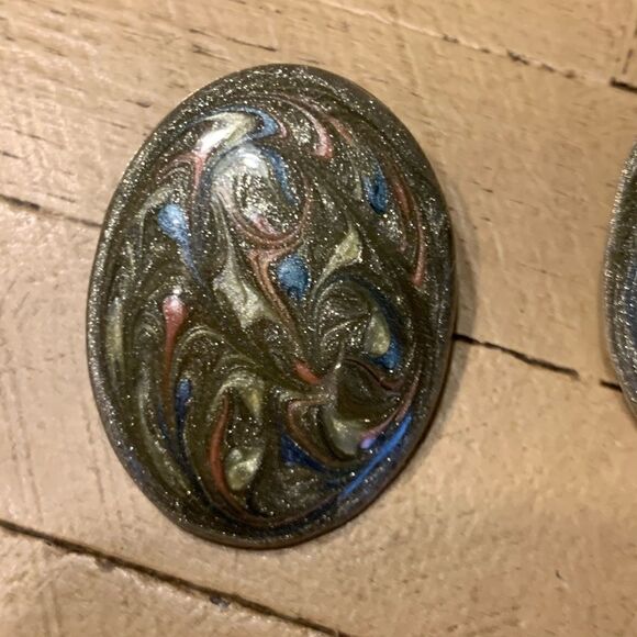 Vintage Sparkly Green, Pink & Blue Earrings 80 90 - Picture 4 of 8